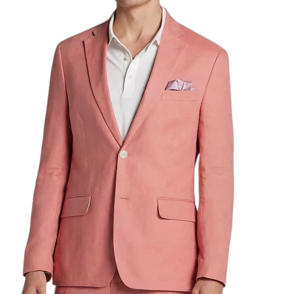 Tommy Hilfiger Conrad Light Red Modern Fit 100% Linen Sport Coat Blazer 40 Short